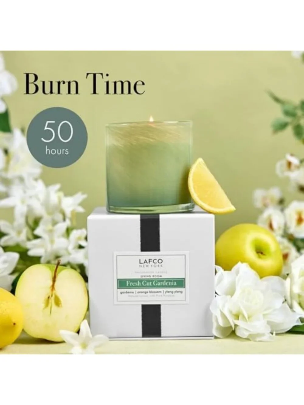 Fresh Cut Gardenia Candle - 6.5 oz, 50-Hour Burn, Reusable Glass Vessel, USA